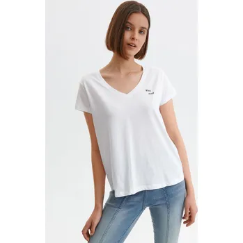 Top Secret dámské triko s nápisem výstřih do V bílé Velikost: 34