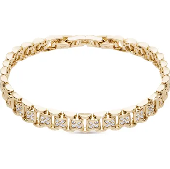 Náramek biju Pozlacený náramek 14k, spojené čtverečky se zirkony ve tvaru kytiček 2002351
