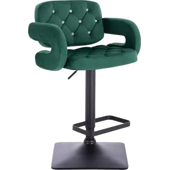 Barová židle Barová židle Ardal Diamonds velur lahvově zelená - základna černá