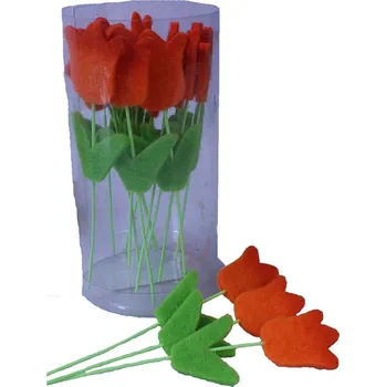 Velikonoční dekorace Kytky flís zápich 10 cm, 16ks X0008