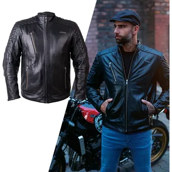 Moto bunda W-TEC Kožená moto bunda Elcabron černá - XL