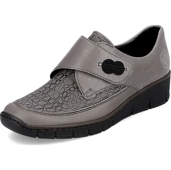 Dámské polobotky DÁMSKÉ POLOBOTKY RIEKER 537C0-42 ŠEDÁ Barva: Šedá, Velikost: 38