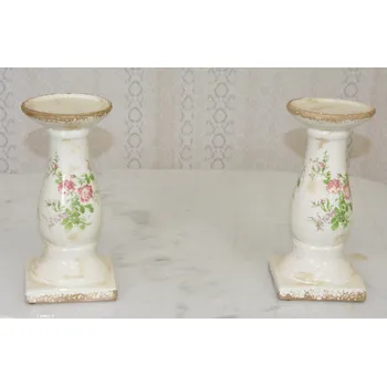 Svícen Keramické svícny s květinami - pár