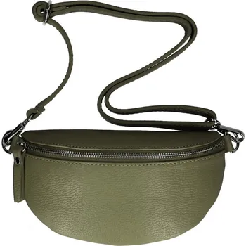 Kabelka Kožená dámská ledvinka s upravitelným popruhem Jean vojenská zelená