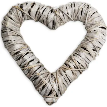 Srdce proutí 30cm šedá