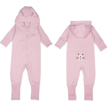 Kojenecký overall Moniel Dětský rostoucí teplákový overal Kočka Basic Powder Pink Velikost: 92/98 cm