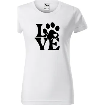 Dámské tričko - LOVE tlapka Barva: Bílá, Velikost: XL