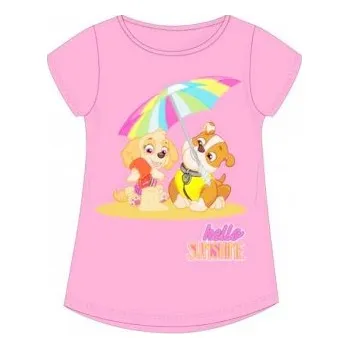 SpinMaster - Dívčí bavlněné tričko Tlapková patrola - Paw Patrol Skye a Ruble - sv. růžové 122