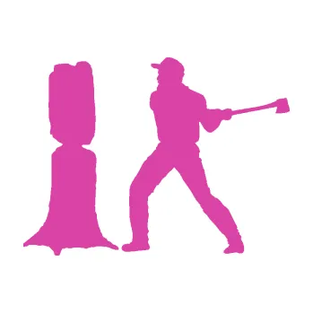 Samolepící dekorace SAMOLEPKA Dřevorubec 005 levá sekat kmen (16 - růžová) NA AUTO, NÁLEPKA, FÓLIE, POLEP, TUNING, VLASTNÍ TEXT, TISK, AUTOSAMOLEPKY.cz, POLEPY, OBRÁZEK, LOGO, SAMOLEPKY