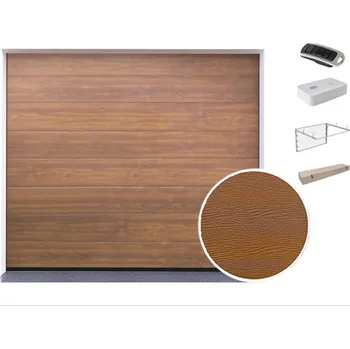 Garážová vrata DoorHan Garážová vrata s pohonem | Woodgrain Zlatý dub, středová drážka Šířka stavebního otvoru (mm): 3000, Výška stavebního otvoru (mm): 2280