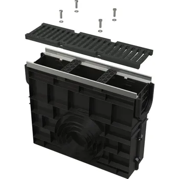 Odvodňovací žlab Venkovní žlabová vpust pro AVZ103 s kovovým rám Alcadrain (Alcaplast) em a litinovým roštem D400 AVZ103R-R201