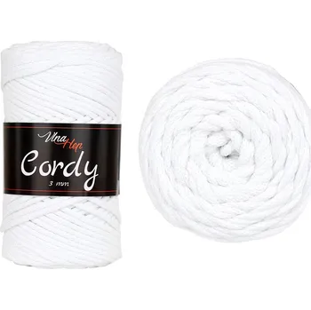 Příze Vlna-hep Cordy 3mm - šňůra bavlna Cordy 3mm: 8002 Bílá