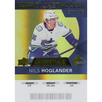 Karetní hra insert RC karta NILS HOGLANDER 20-21 Credentials Debut Ticket Access Yellow /249