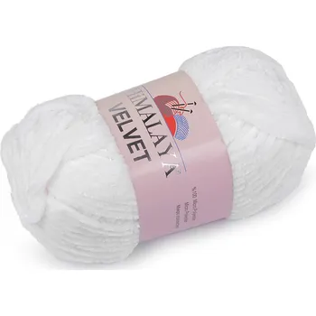 Příze Pletací žinylková příze Velvet 100 g, barva 9 (90001) bílá