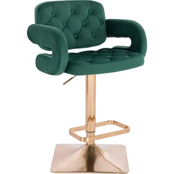Barová židle Barová židle Ardal velur lahvově zelená - základna zlatá