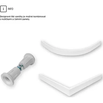 Sprchová vanička LaVilla sprchová vanička COMO čtvrtkruh R550 800 x 800 x 30 bílá oblý kryt sifonu bez nožiček CVN1