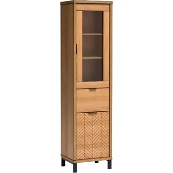 Obývací stěna Vitrína Fonti F-2 dub karamelový, kovové nohy