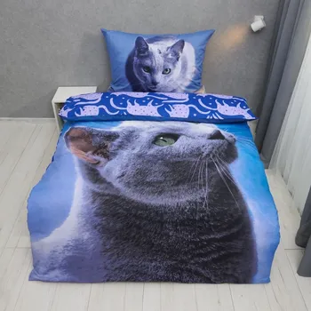 Povlečení Meow 3D povlečení s kočkou 140 x 200, 70 x 90 cm zipový uzávěr