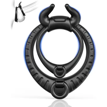 Paloqueth Bull Shape Dual Soft Silicone Erection Ring Black