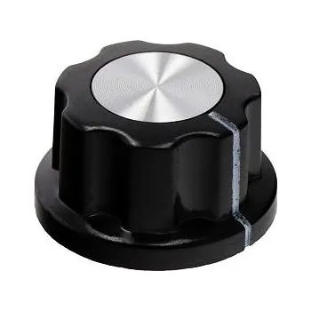 Hi-Fi Zesilovač Knoflík na potenciometr, 6mm, plastový / kov černo stříbrný
