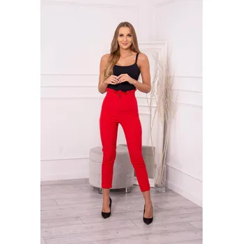 Dámské kalhoty Červené plisované kalhoty L