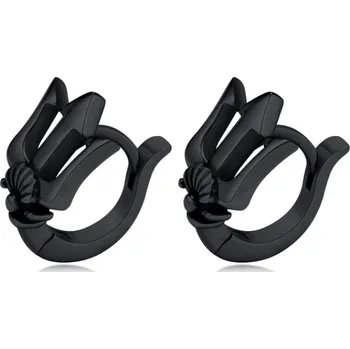 Náušnice B-TOP Punkové náušnice z nerezové oceli Trojzubec - černá