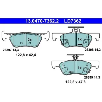 Auto-moto Sada brzdových destiček, kotoučová brzda ATE 13.0470-7362.2