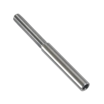 Zábradlí Úchyt (lepící) pro ocelové lanko ø 4 mm s vnějším pravotočivým závitem M6 x 30 mm, (ø 7 mm / L: 70 mm), broušená nerez K320 / AISI304