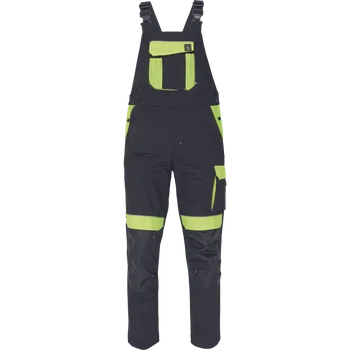 montérky Cerva Kalhoty pracovní s laclem MAX VIVO černá/žlutá 58