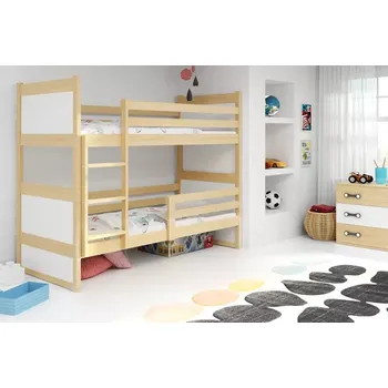 Dětská postel Nábytek PEGAS s.r.o. Dětská patrová postel RICO 90x200 cm, včetně matrací, Přírodní/Bílá