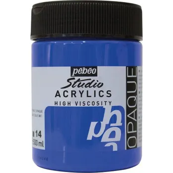 Vodová barva Akrylová barva Pébéo Studio Acrylics - 14 Opaque Cobalt Blue Hue Objem: 500 ml
