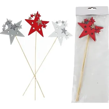 Vánoční dekorace Zápich hvězda, 3 ks D5855