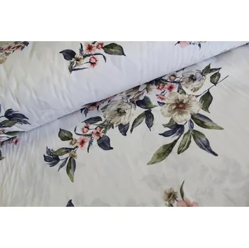 Květy - béžové - bavlněné plátno, šíře 240cm