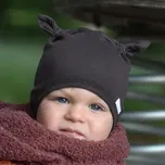 tmavě hnědá bavlněná čepička s oušky