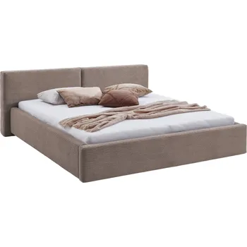 Postel Šedo hnědá manšestrová dvoulůžková postel Meise Möbel Cube 180 x 200 cm s roštem