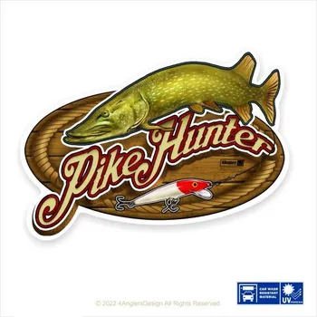 Samolepící dekorace 4anglersdesign Rybářská samolepka na auto Lovec štik