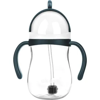 Kojenecká láhev Akuku Hrnek s ohebným brčkem a závažím 280ml - šedá