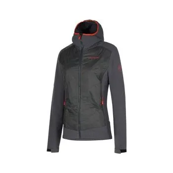 La Sportiva KAP HYBRID HOODY Women Carbon/Cherry Tomato šedá S