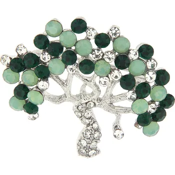 Brož Brož - strom života s broušenými kamínky, zelené barvy 9001673-2