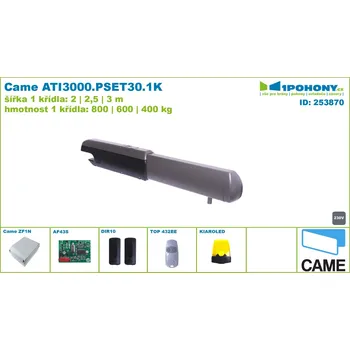 Came ATI3000.PSET30.1K plná sada pohonu pro 1-křídlovou bránu do 3m průjezdu, 230V