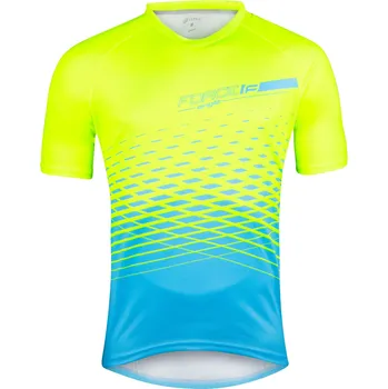 Cyklistické oblečení Dres FORCE MTB ANGLE krátký rukáv, fluo-modrý
