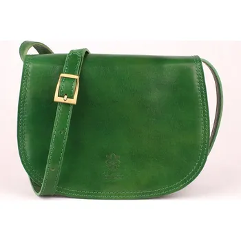 Zelená středně velká kožená crossbody kabelka no. 49