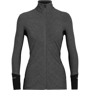 Dámská mikina dámská merino mikina, zip ICEBREAKER Wmns Descender LS Zip, Jet Heather/Black velikost: XS