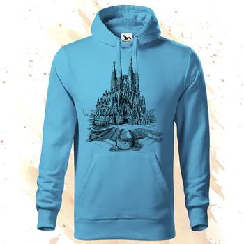 Dámská mikina Mikina - Barcelona - Sagrada Família Barva: Modrá - tyrkysová (44), Velikost: XXL, Střih: Dámské