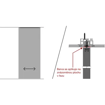 JAP Jednokolejnicový posuv do stropu skrytý PREMIUM - podhled z obou stran - Barva šířka průchodu/ délka kolejnice: 80/ 170 cm, typ kotvení: do stropu