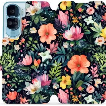 Pouzdro na mobilní telefon Flipové pouzdro Mobiwear - Honor 90 Lite 5G - VP48S Pestré kvítky (Knížkové flip pouzdro, obal, kryt na mobil Honor 90 Lite 5G - VP48S Pestré kvítky, materiál Umělá kůže + TPU - ochrana 360°, stojánek, silikonová vanička, magnetické zavírání)