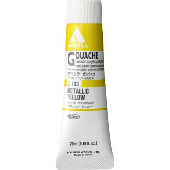 Vodová barva Akrylová kvašová barva Holbein - metalická žlutá