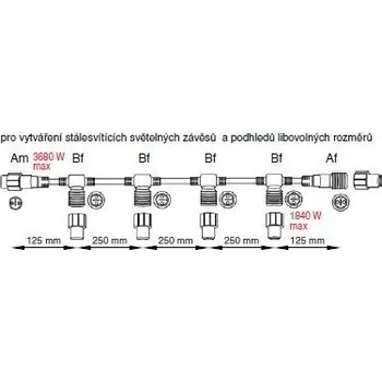 Vánoční dekorace CITY SR-058919 Průběžný rozbočovací kabel černý - 4 prameny