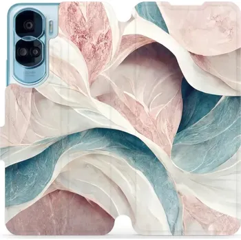 Pouzdro na mobilní telefon Flipové pouzdro Mobiwear - Honor 90 Lite 5G - VP33S Růžový a zelenkavý mramor (Knížkové flip pouzdro, obal, kryt na mobil Honor 90 Lite 5G - VP33S Růžový a zelenkavý mramor, materiál Umělá kůže + TPU - ochrana 360°, stojánek, silikonová vanička,)