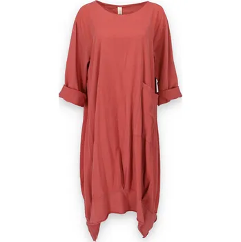 Dámské šaty Šaty z bavlněného manšestru 11583 Itálie barva: oranžová-cihlová